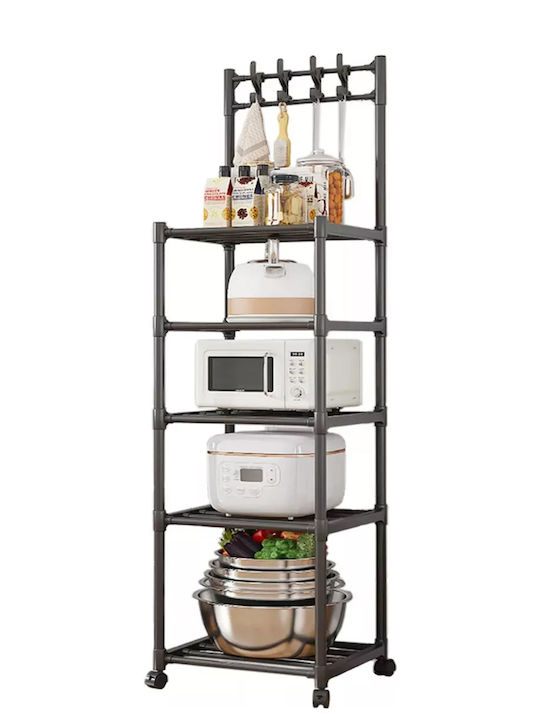 Shelf Kitchen Rack Black 42x34x144cm