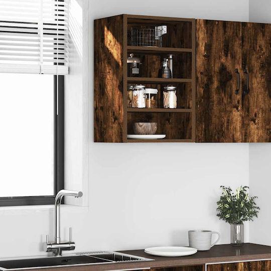 Wall Living Room Display Cabinet made of Particleboard with Glass Coffee 40x29.5x60cm