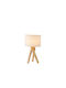 Eurolamp Wood Table Lamp for Socket E27 with Beige Shade and Base