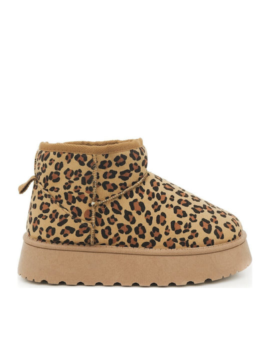 Ghete dama cu blană Leoparază HC-2401