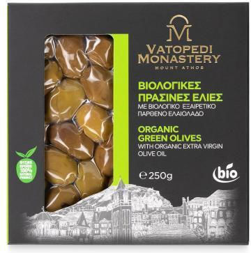 Organic Green Olives Ancient Olive Groves of the Holy Monastery of Vatopedi 250g Authentic Product of Vatopedi Monastery