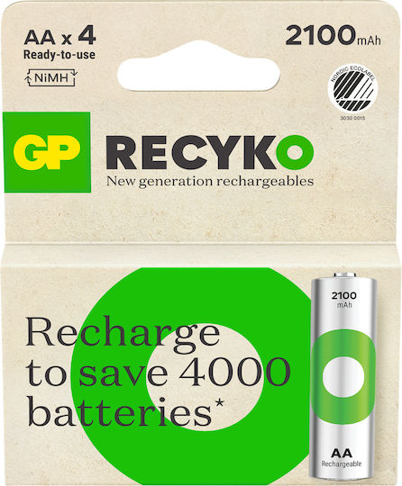 GP Batteries Recyko Презареждащи батерии AA 2100mAh 4бр