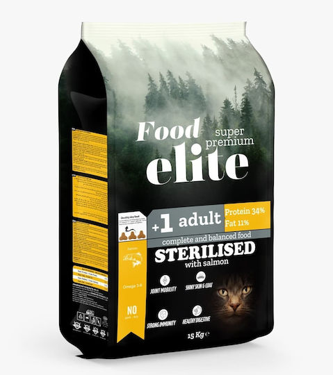 Elite Elite Super Premium Dry Food for Sterilized Cats with Salmon 15kg