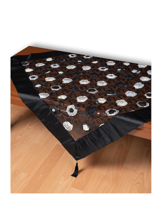 Silk Fashion Καρέ Τραπεζομάντηλο 264-1 Μαύρο 130x130εκ.