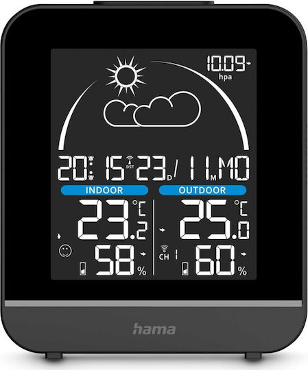 HAMA 00222218 Ασύρματος Μετεωρολογικός Σταθμός Ψηφιακός Επιτραπέζιος Μαύρος