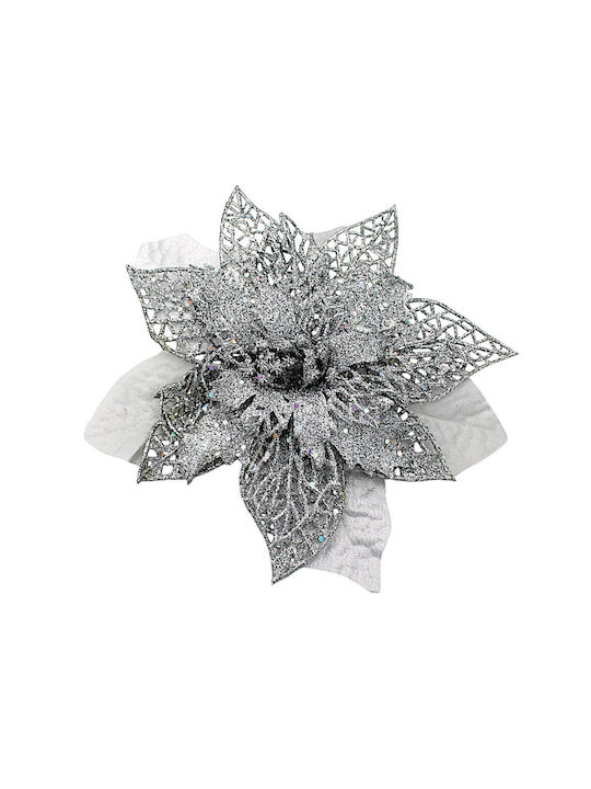 Weihnachtsdekoration Kunststoff Blume Länge 21cm. Glitzer