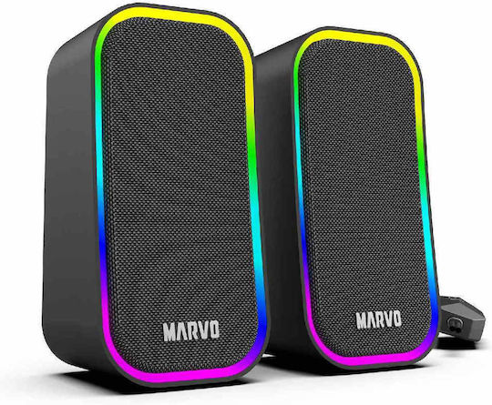 Marvo SG-285 Havoc20 Ηχεία Υπολογιστή 2.0 με RGB Φωτισμό και Ισχύ 6W σε Μαύρο Χρώμα