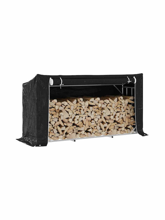 vidaXL Ξύλινο Ράφι Αποθήκευσης Ξύλων 200.5x60.5x110.5cm Μαύρο
