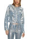 Lang Damen Jeansjacke Silver-blue