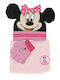 Minnie Mouse Kinder Mütze Set mit Handschuhe Gestrickt Rosa 3Stück