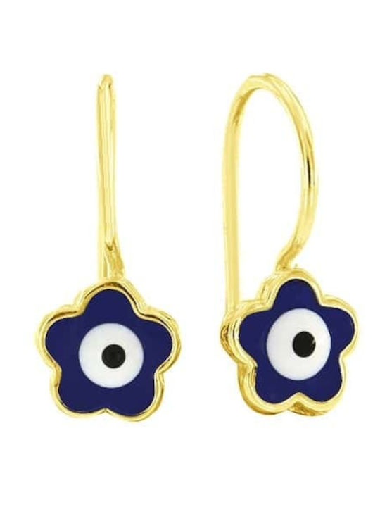 Yellow Gold Earrings K14 Flower Eye Sk11101090