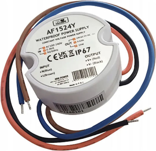 Захранване Af1524y Mw Power 15W 24V/0.62A IP67 Кръгло