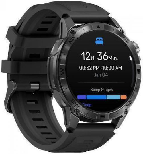 Zeblaze Stratos 2 Plus Edelstahl 48mm Smartwatch mit Pulsmesser (Schwarz)