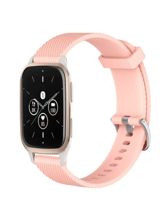 Brățară din silicon texturat cu model de diamant de 20 mm pentru Garmin Forerunner Sq2 Music, roz
