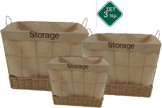 TnS Storage Basket Fabric Beige 3pcs