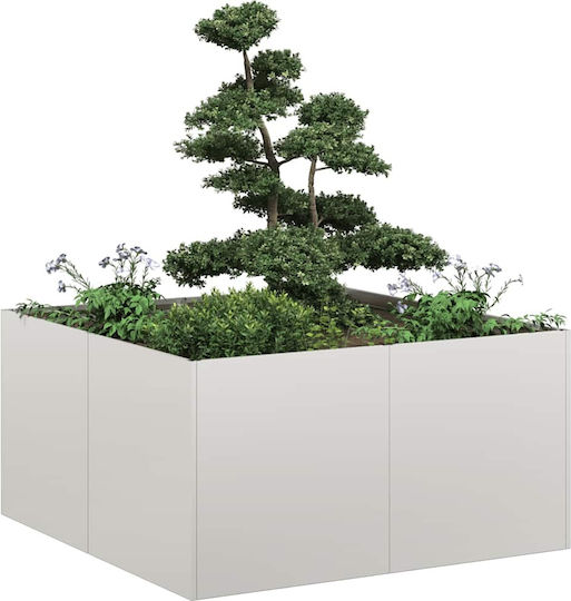 vidaXL Planter Box Metal Silver 80x80x40cm.