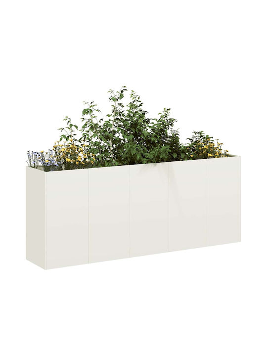 vidaXL Кутия за саксии Метал Бял 200x40x80см.