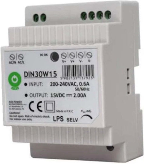 Din Power Supply 30W 15V 2A DIN Rail