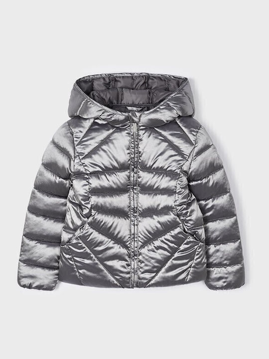 Kids' Quilted Jacket with Hood Gray