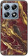 Cracked Marble Red Gold Xiaomi 14t Pro 5g Black TPU Black Silicone