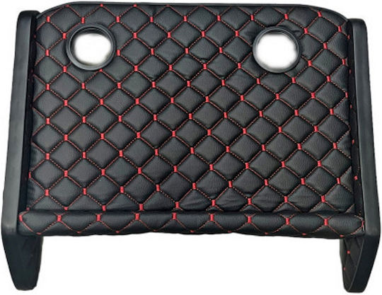 Idealstore Table 2 Cup Holders Black Faux Leather Red Stitching Compatible Iveco Daily 2007