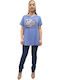 Damen Oversized T-Shirt Blue