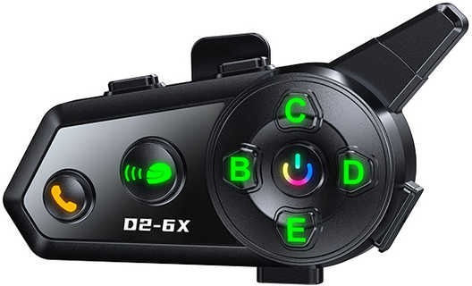 D2-6X Single Intercom for Riding Helmet with Bluetooth