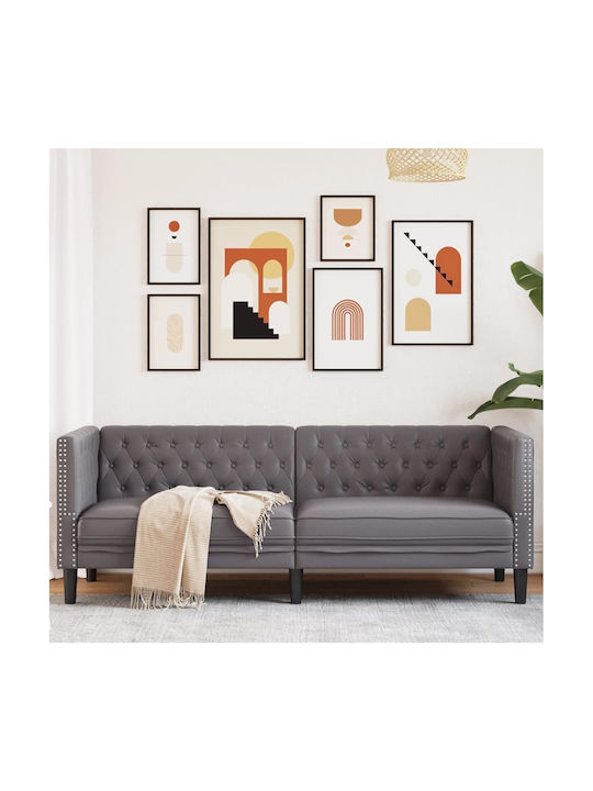 Three-Seater Couch Artificial Leather Grey 194x74.5x70.5 cm