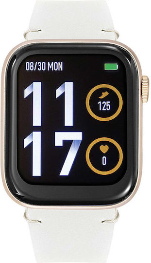 Tekday Smartwatch με Παλμογράφο (White Leather Strap)