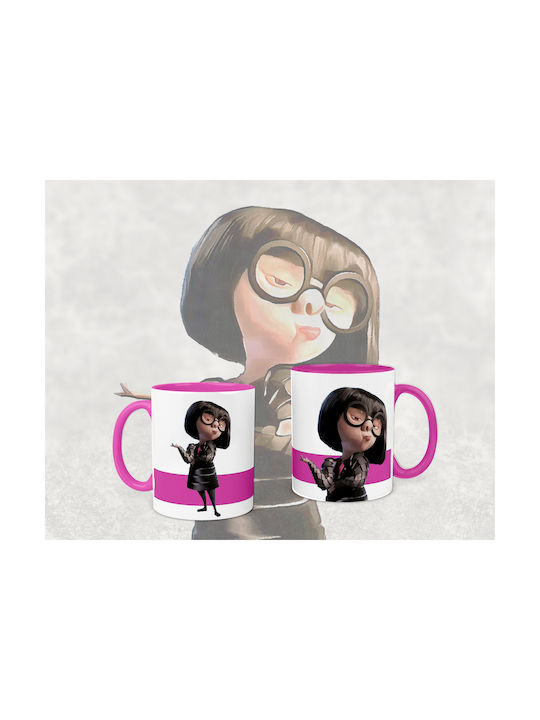 Cană din ceramică roz 330ml design Edna Mode Cană ambalată pentru cadou