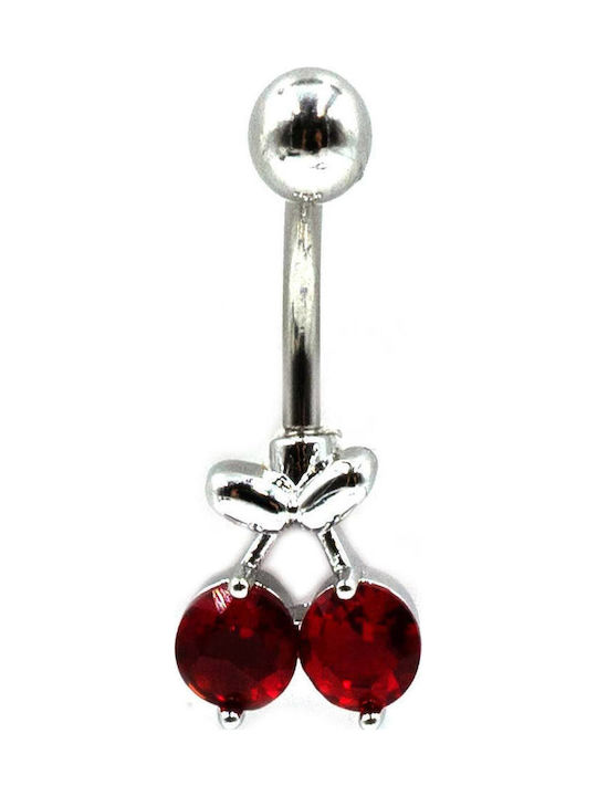Poco Loco Bauchnabel Piercing aus Stahl Silber / Rot