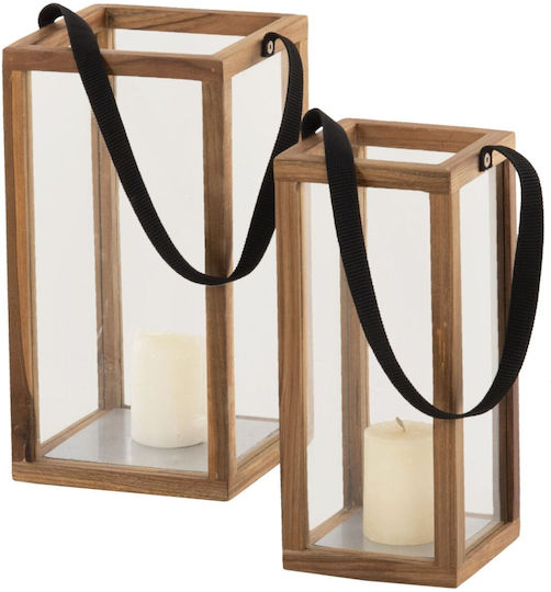 HomeMarkt Tabletop Glass Lantern Beige 21x21x40cm