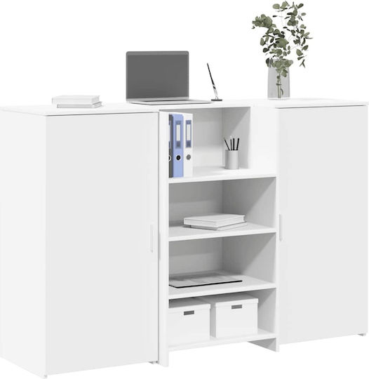 vidaXL Birou Receptie Profesional Lungime 155 Lățime 50 Înălțime 103.5 cm Cu Dulap