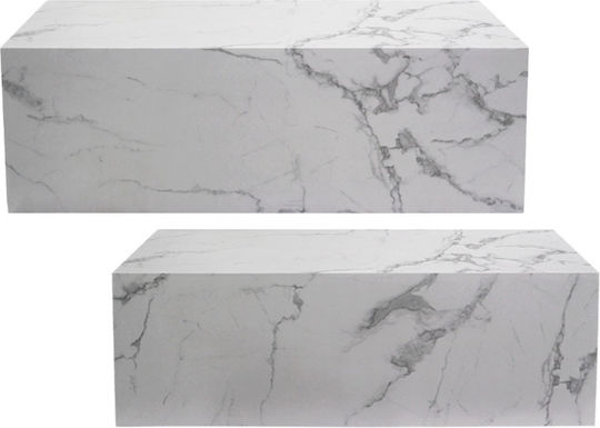 Set Suporturi de Expunere din Lemn/2 Marmură Dreptunghiulară L:120x80x46 S:110x70x40cm 1/kib
