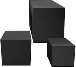 Wooden Display Stand Set/3 Black Cube L:50x50x50 M:40x40x40 S:33x33x33cm 1/kib