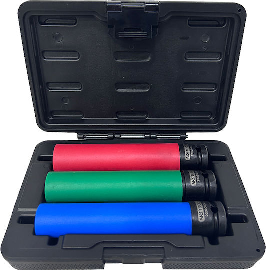 SKS Tools Καρυδάκια Αέρος Εξάγωνα Μακριά με Καρέ Υποδοχής 1/2" Σετ 3τμχ