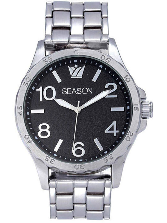 Season Time Men's Watch Battery with Silver Metal Bracelet