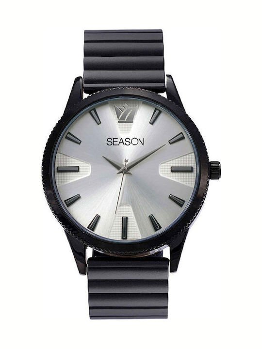 Season Time Ceas Barbati Cu Baterie Cu Brățarădin Metal Neagră