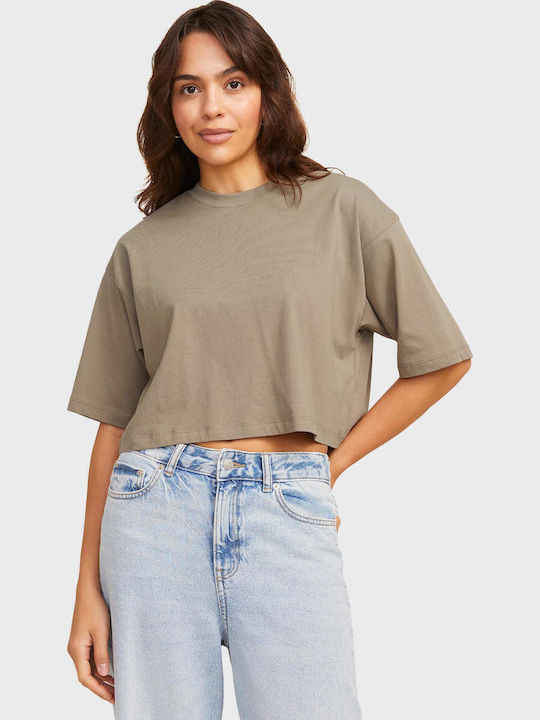 Jack & Jones Women's Crop T-shirt Beige