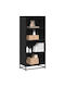 Bookcase Black Velvet-Black Metal 60x35x139cm