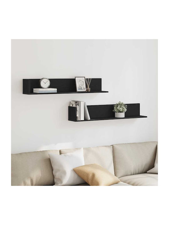 Black Wall Shelves (2 Pieces) 100x16.5x16.5cm