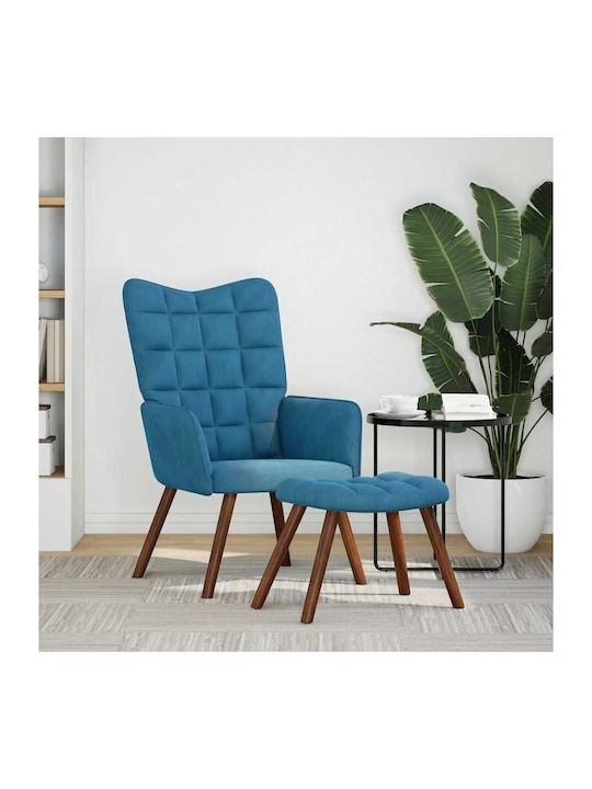 Bergère with Footstool Blue 61.5x69x95.5cm