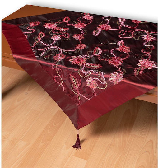 Silk Fashion Καρέ Τραπεζομάντηλο A11 Μπορντώ 80x80εκ.