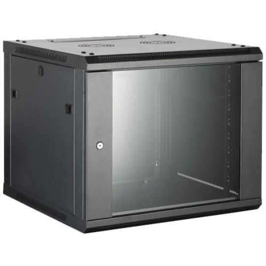 NG Montat pe perete Cabină Rack 9U 60x45x50cm Negru RACK-22109