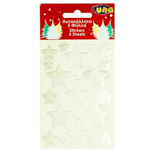 8x12cm Christmas Metallic Stickers Stars 3 Colors