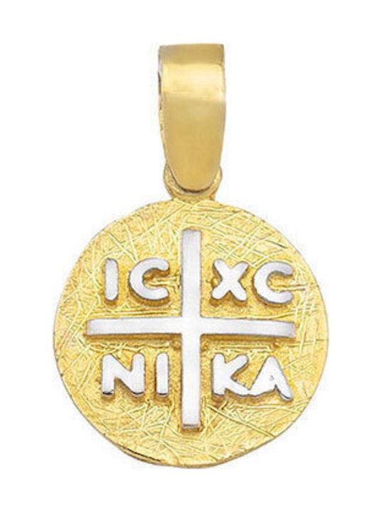 Ios Pendant Kids Talisman Double Sided Konstantinato made of Gold 9K ΜΕ1633Δ