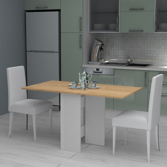 Pepe Kitchen Extendable Collapsible White - Natural Beech 56+74x77x75cm
