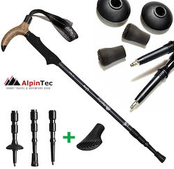AlpinPro Life Telescopice Baston de trekking din aluminiu 1 buc Negru AlpinPro Life Telescopice Baston de trekking din aluminiu 1 buc Negru