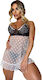 Damen Dessous Babydoll-Set Schwarz-Weiß Schwarz Weiß