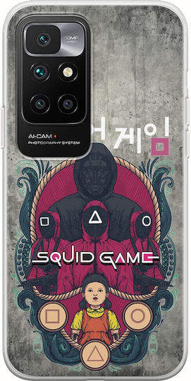 Силиконов прозрачен калъф Squid Game за Xiaomi Redmi 10 2022, гъвкав TPU